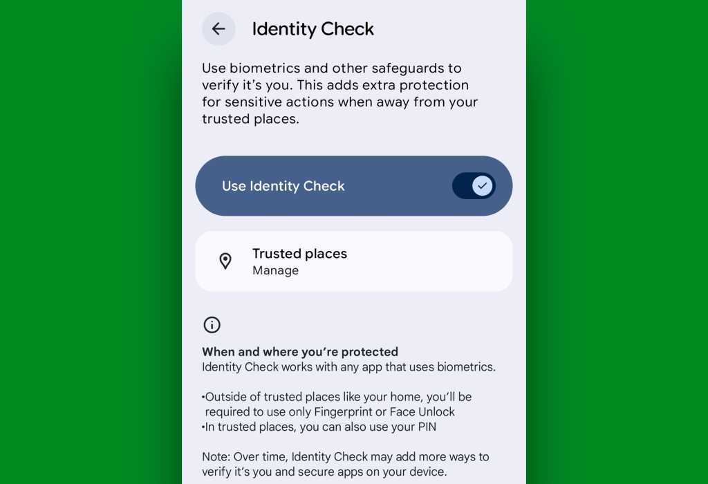 Android theft protection: Identity Check
