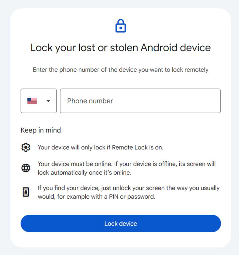 Android theft protection: Remote Lock