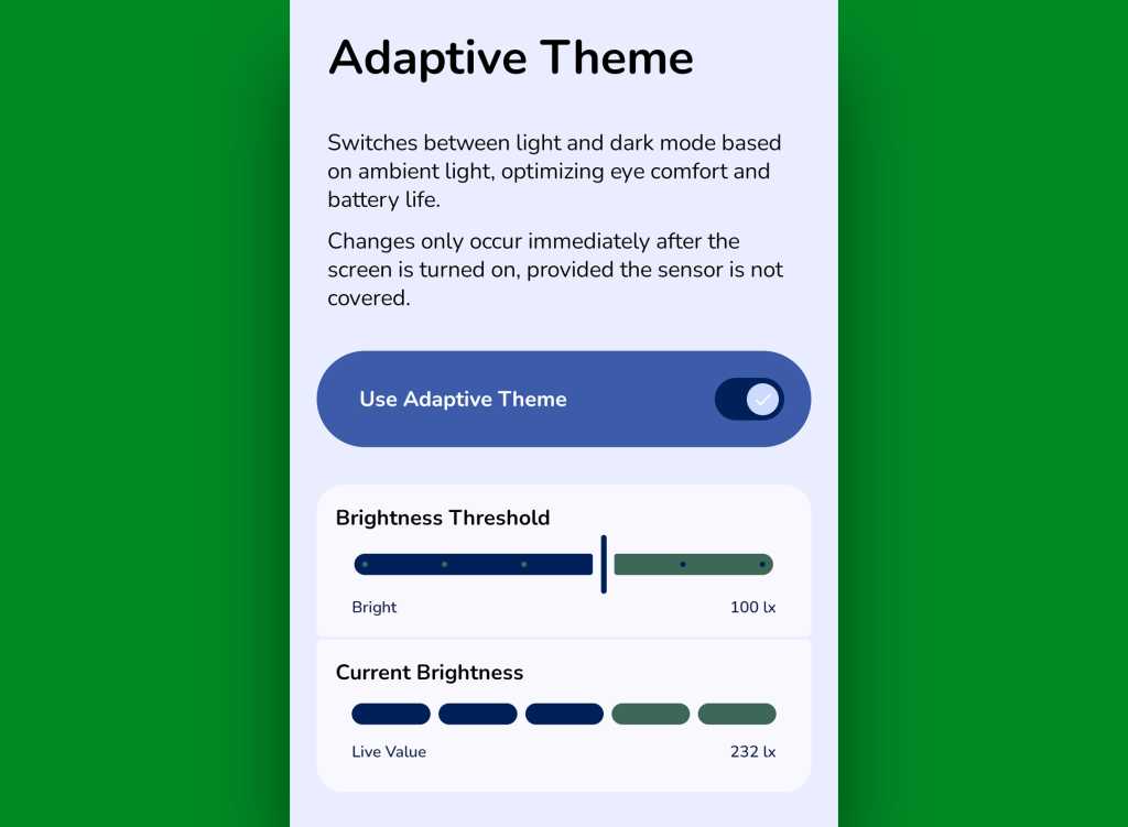 Android dark mode: Adaptive Theme settings