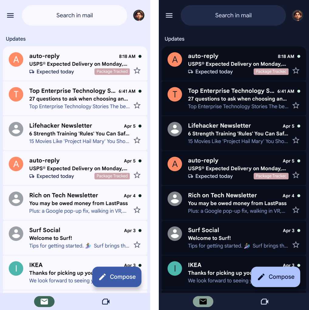 Android dark mode comparison