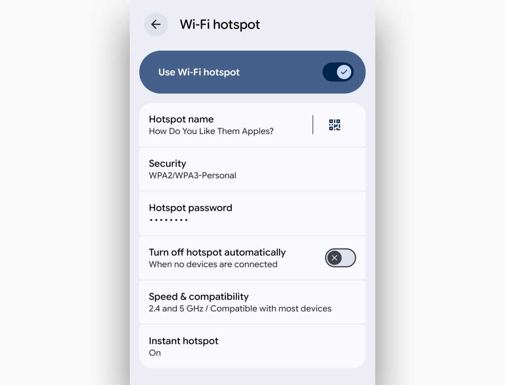 wi-fi hotspot screen in android