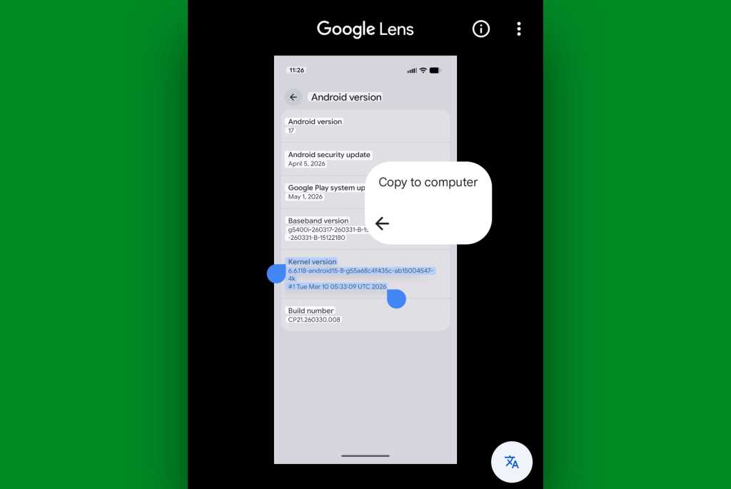 Sync Android-computer clipboard: Google Lens copy