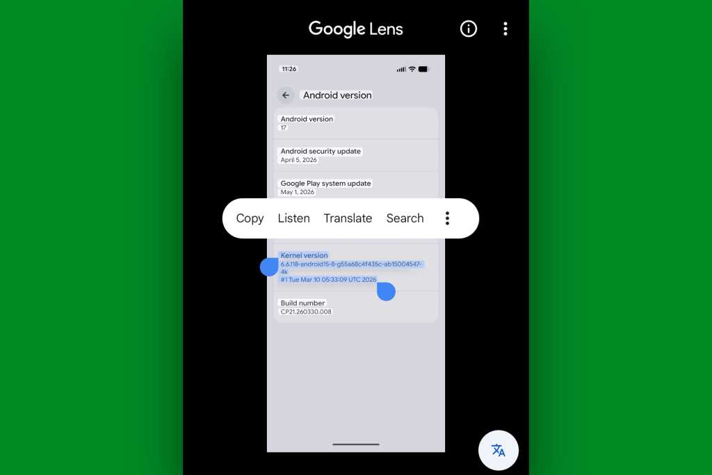 Sync Android-computer clipboard: Google Lens select