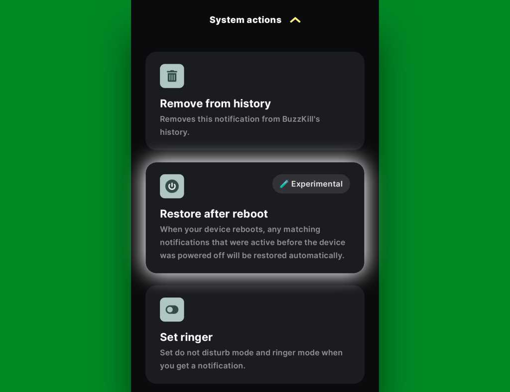 Android notification restore: BuzzKill rule active