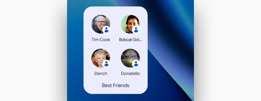 screenshot of google contacts widget on android home screen