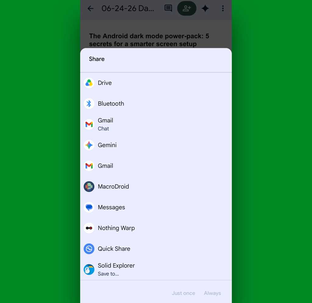 Google Docs Android: Share