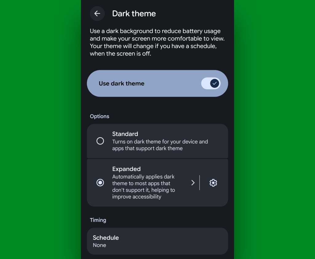 Android 17 dark theme expanded 