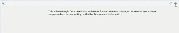 animated screenshot of toggling between simplified and full google docs interface