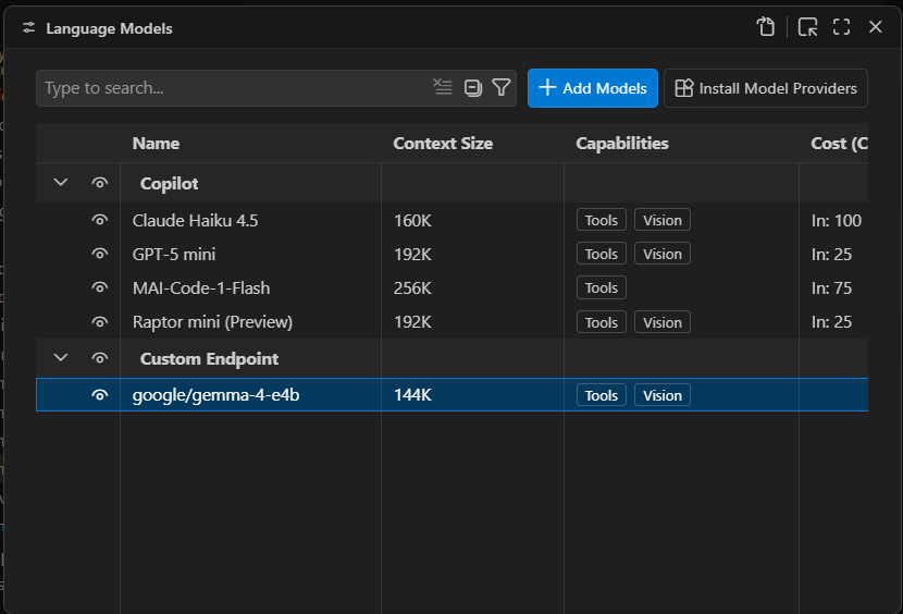 A newly created local endpoint