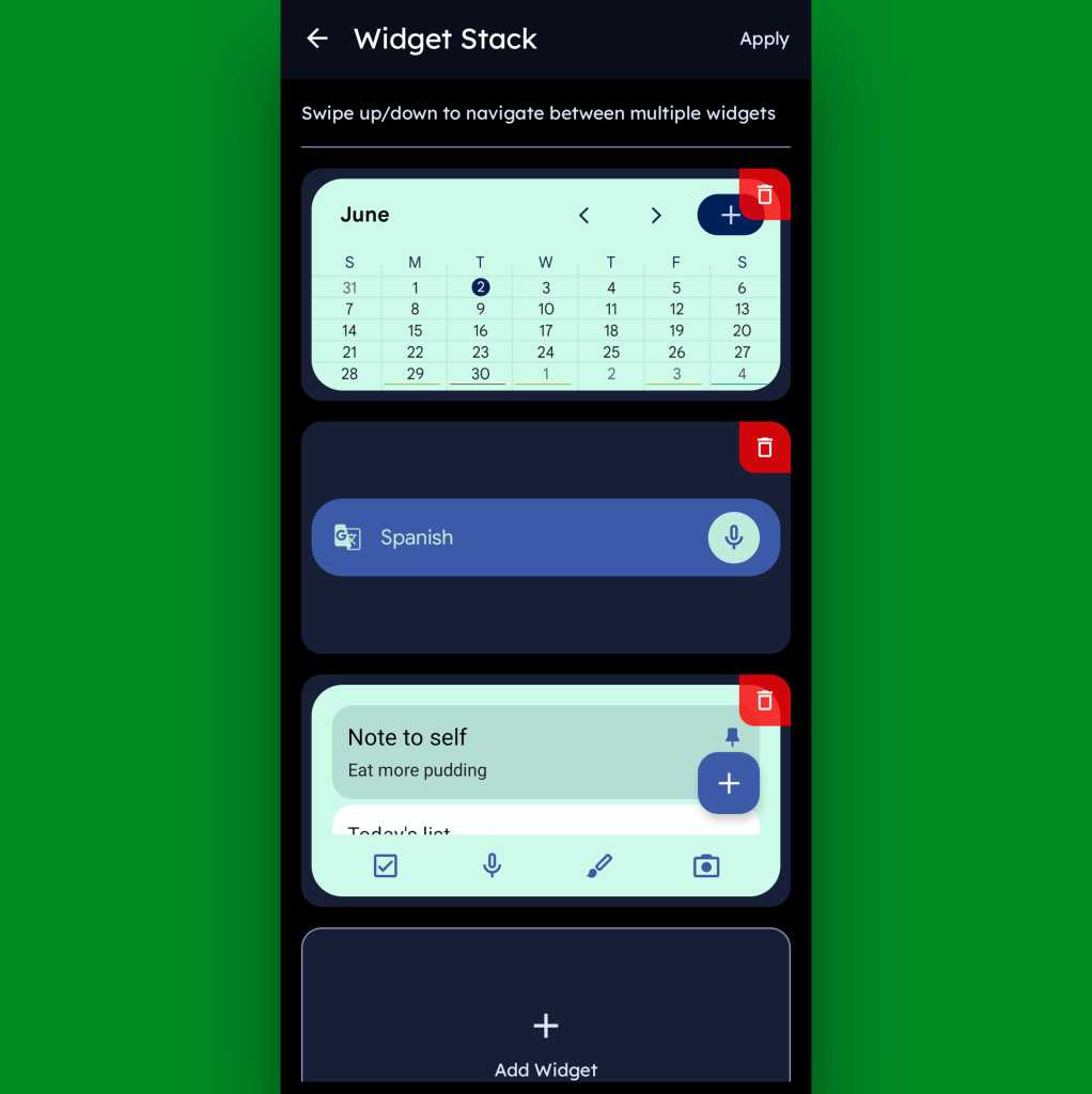 Key Launcher Android home screen widget stack