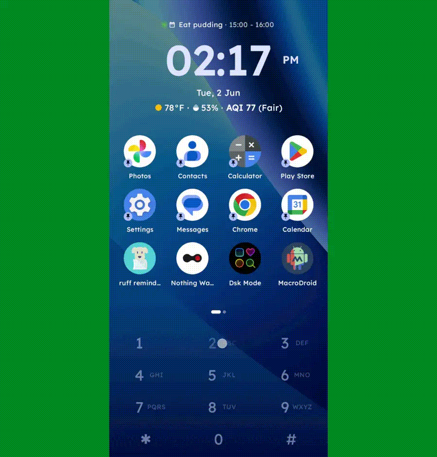 Key Launcher Android home screen widget pop-up