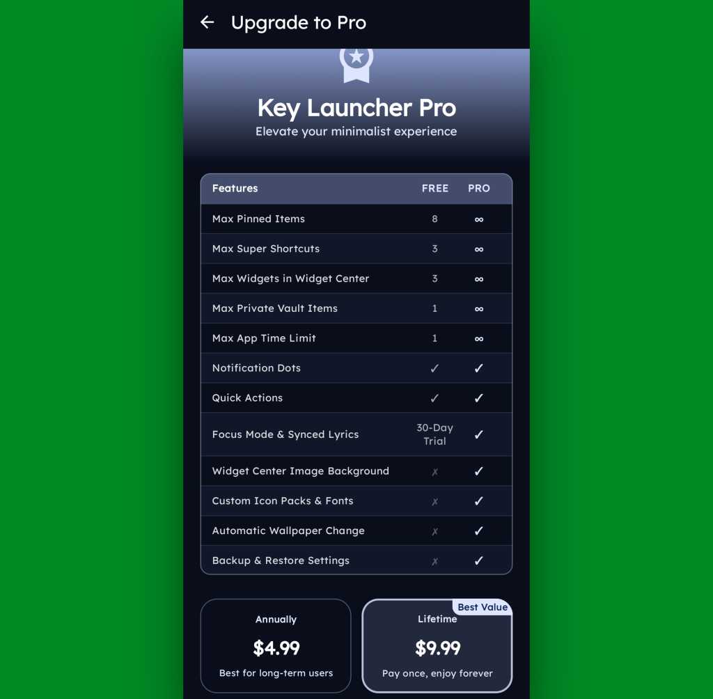 Key Launcher Pro Upgrade