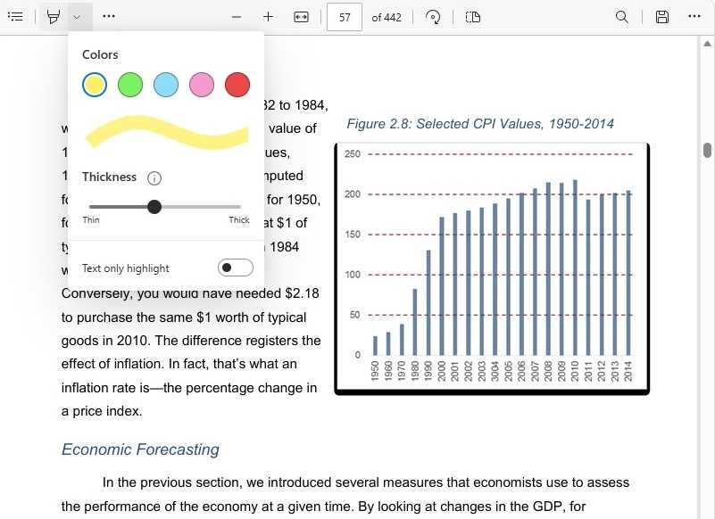 screenshot of pdf editing tools in edge browser