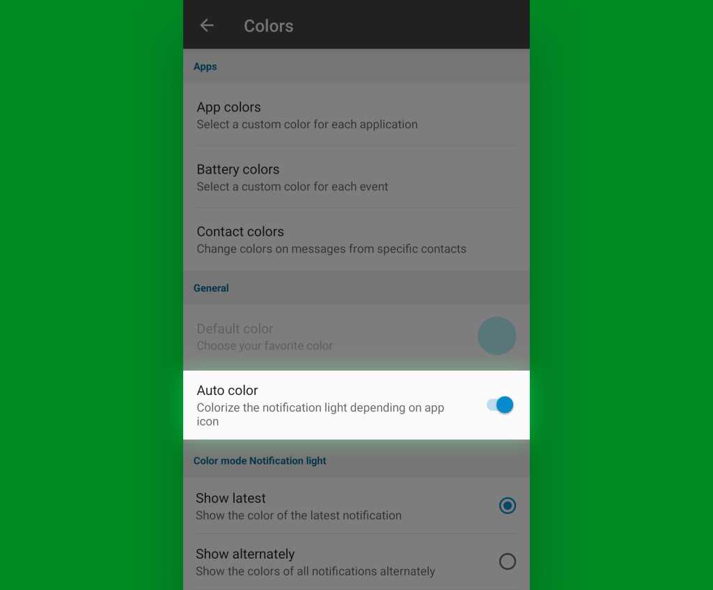 Android notification light: AodNotify auto-color