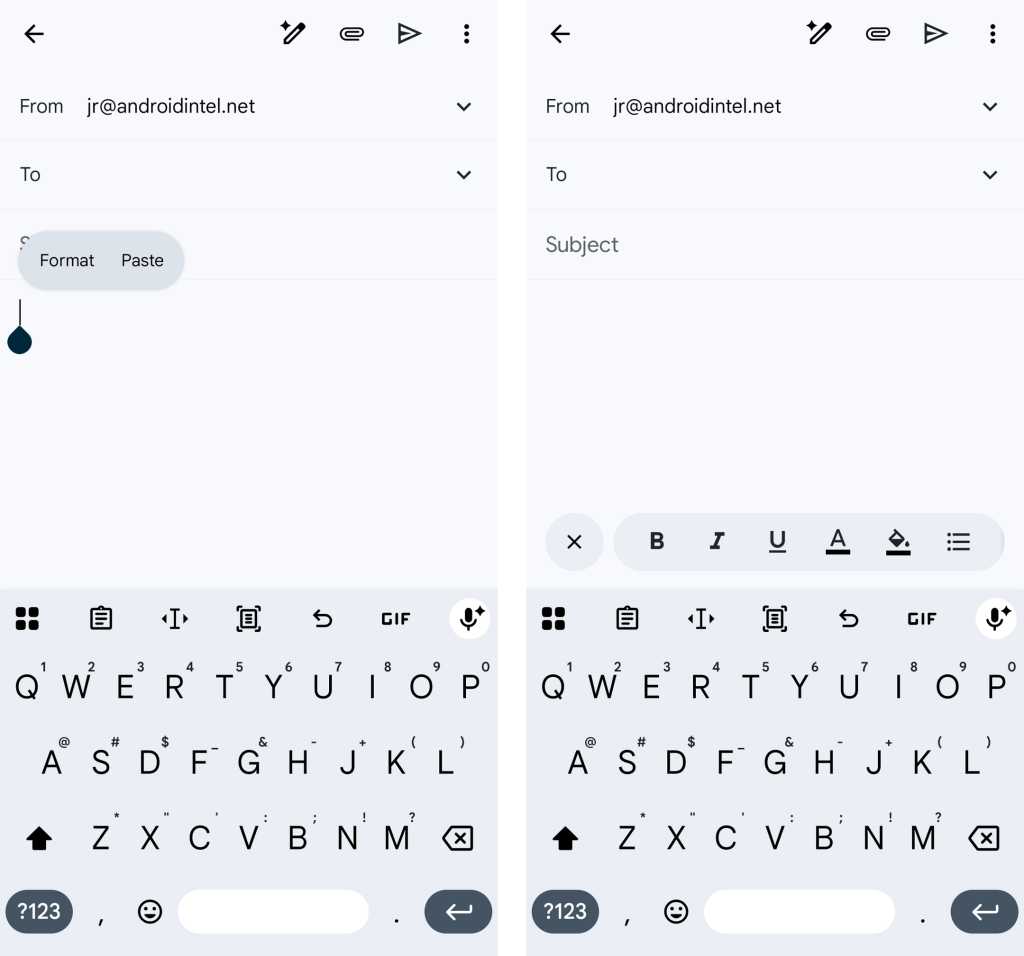 Gmail Android: Text formatting