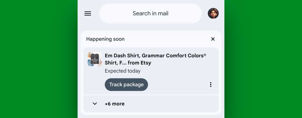 Gmail Android: Package tracking