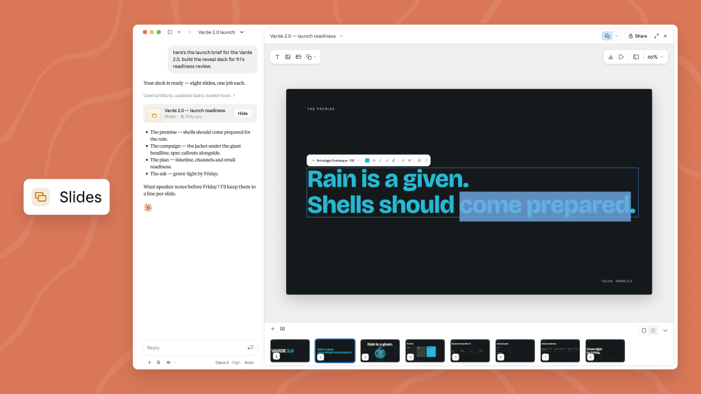 Screenshot of Anthropic Claude Slides product