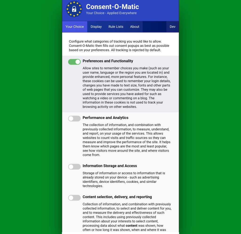 Chrome Android extensions: Consent-o-Matic