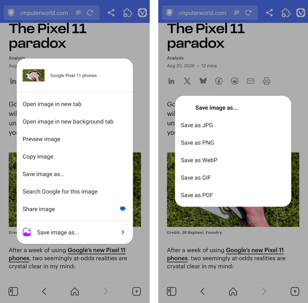 Chrome Android extensions: Save image as