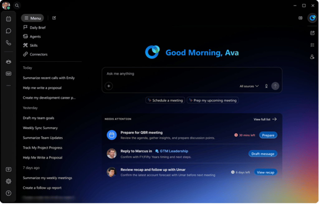 Cisco Webex personalized landing page AI assistant