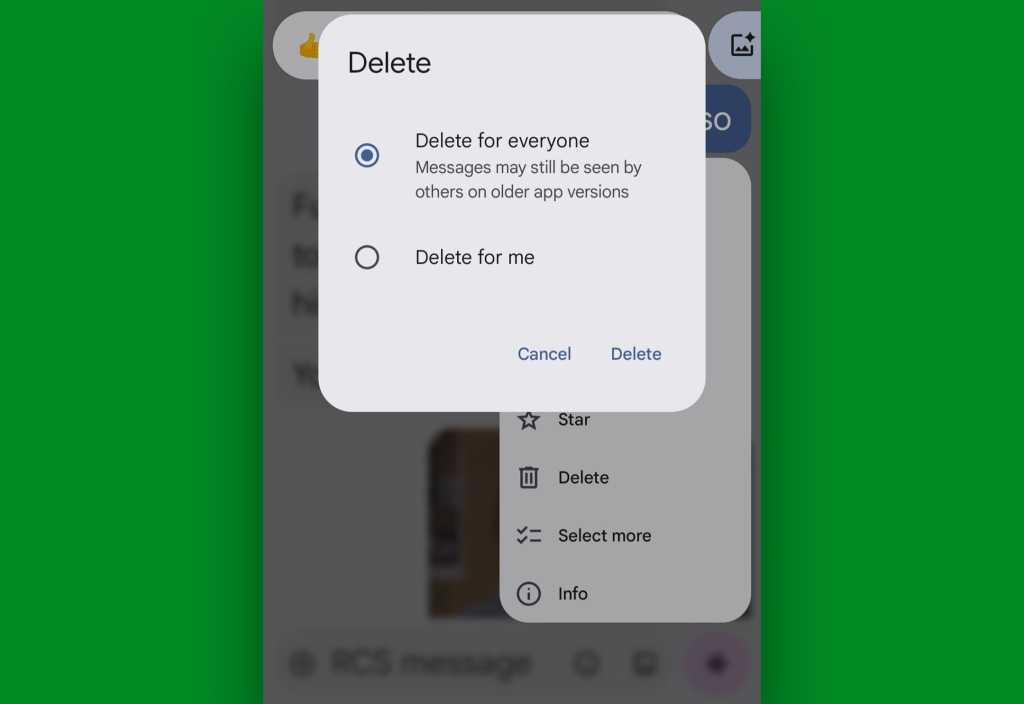 Google Messages Android - delete