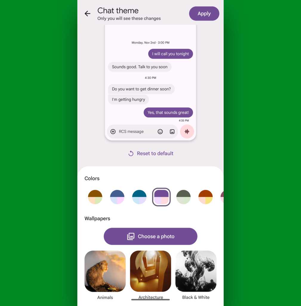 Google Messages Android themes
